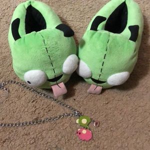 Gir (Invader Zim) Slippers and Necklace